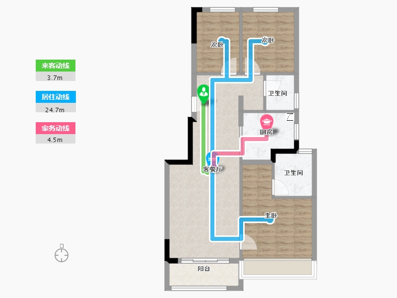 重庆-重庆市-万科坤和·湛蓝云镜-79.20-户型库-动静线