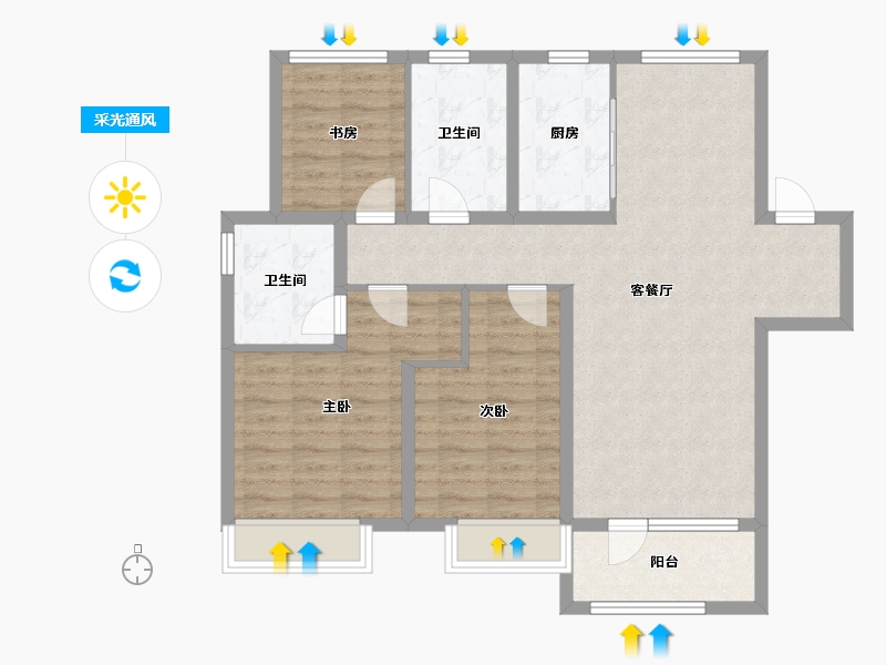 山东省-青岛市-融创时代中心-95.15-户型库-采光通风