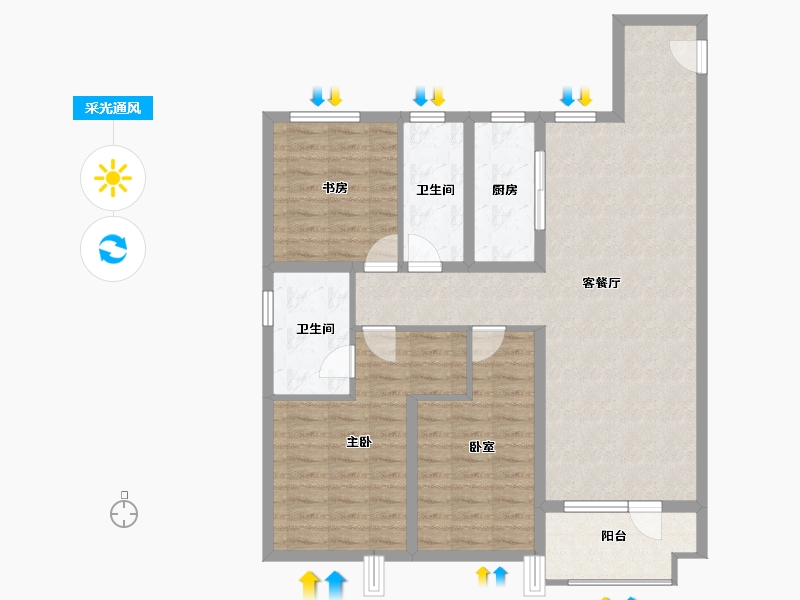 山东省-青岛市-旭辉银盛泰博观御品-101.06-户型库-采光通风