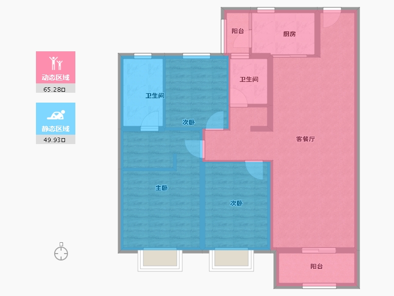 山东省-潍坊市-鲁商融港玺悦府-103.20-户型库-动静分区