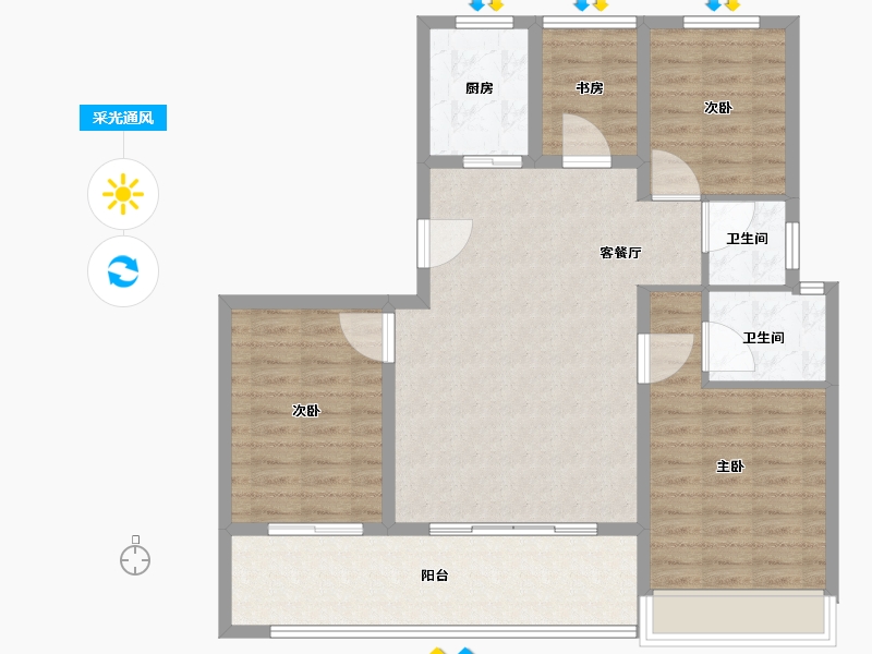 山东省-烟台市-缦云万境-100.01-户型库-采光通风