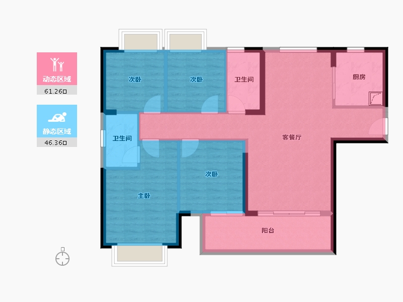 湖南省-长沙市-宁乡紫云府-96.86-户型库-动静分区