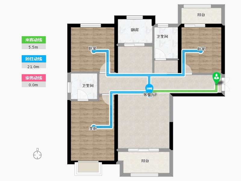 陕西省-西安市-辰宇世纪城-90.54-户型库-动静线