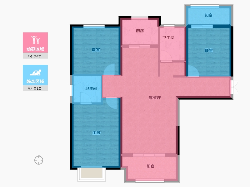 陕西省-西安市-辰宇世纪城-90.54-户型库-动静分区