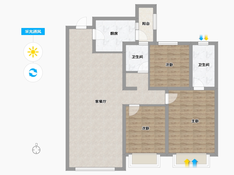 陕西省-西安市-老城根·蓝光雍锦世家-98.15-户型库-采光通风