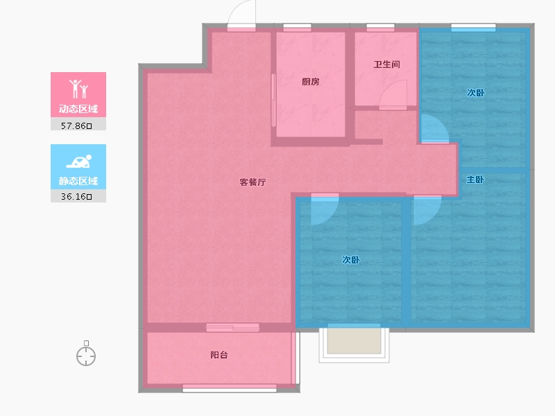 河北省-石家庄市-万科翡翠书院-84.01-户型库-动静分区