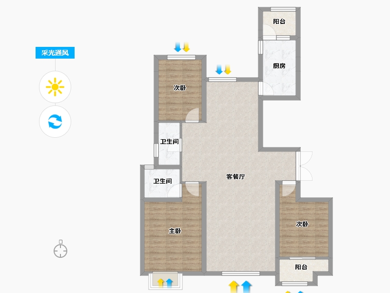 山东省-潍坊市-城投奥文公馆-102.36-户型库-采光通风