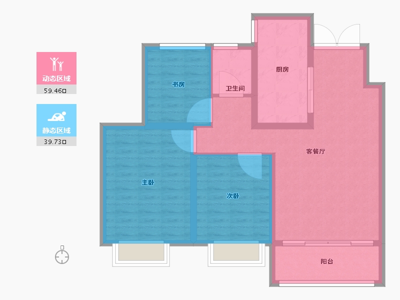 陕西省-西安市-周至龙记观园-89.61-户型库-动静分区