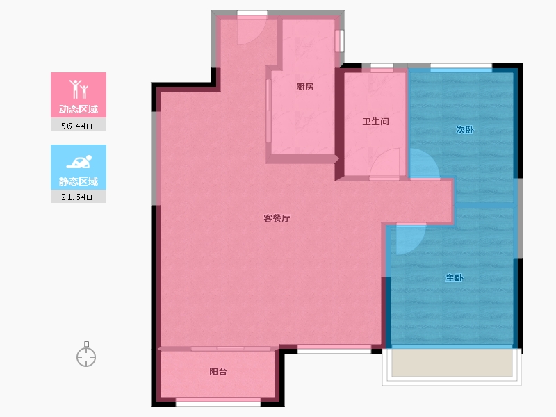 陕西省-西安市-绿地国港新里城-70.48-户型库-动静分区