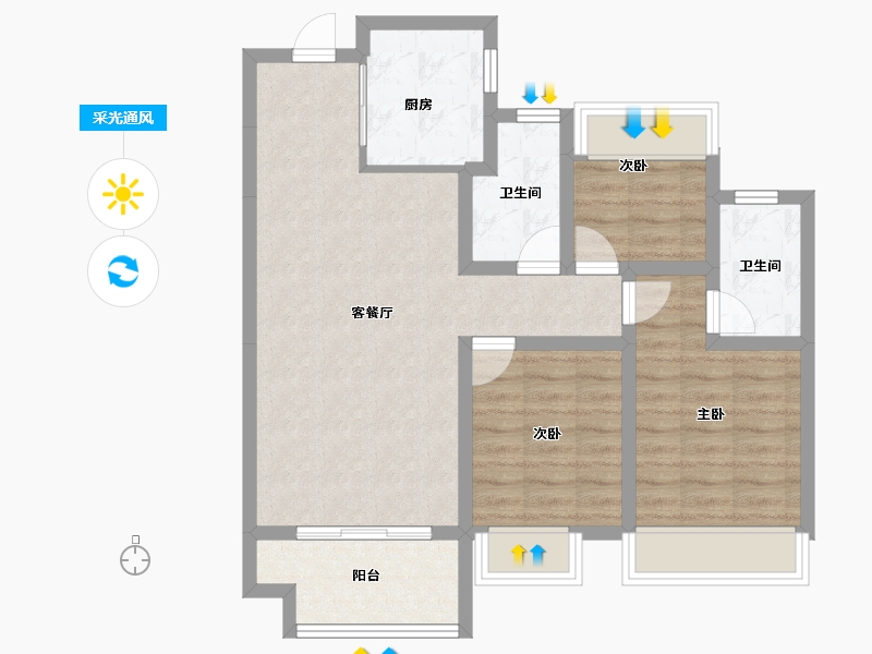 陕西省-西安市-万联锦绣翡翠湾-77.15-户型库-采光通风