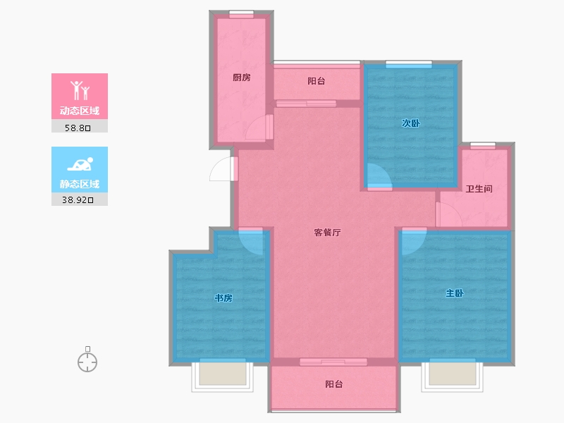 陕西省-西安市-天鹅湖-86.91-户型库-动静分区