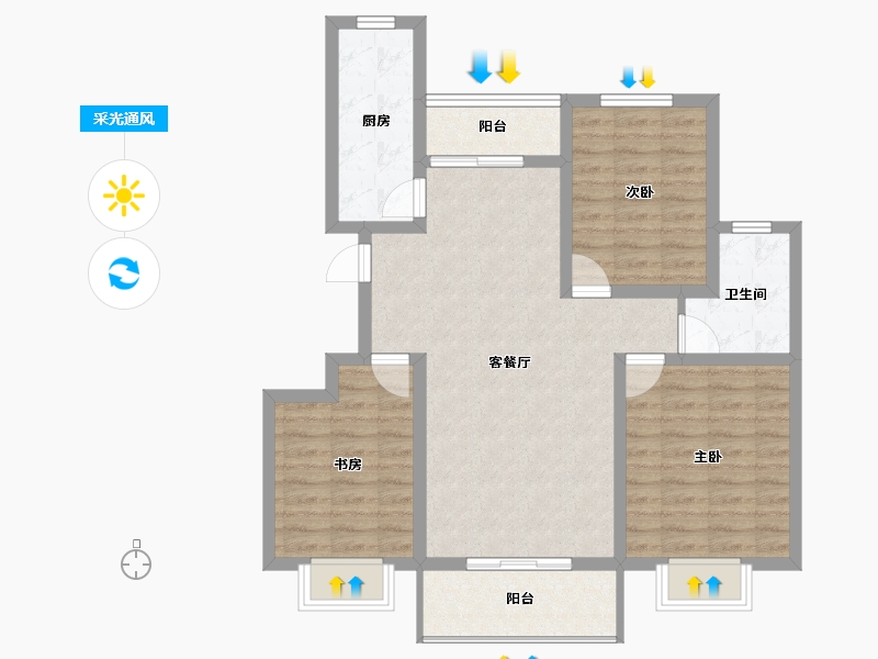 陕西省-西安市-天鹅湖-86.91-户型库-采光通风