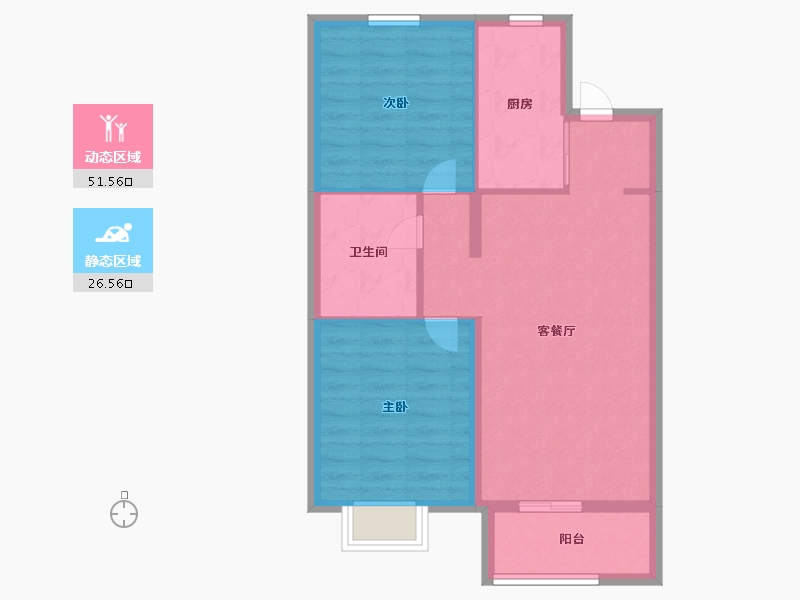 河北省-石家庄市-万科翡翠书院-70.40-户型库-动静分区