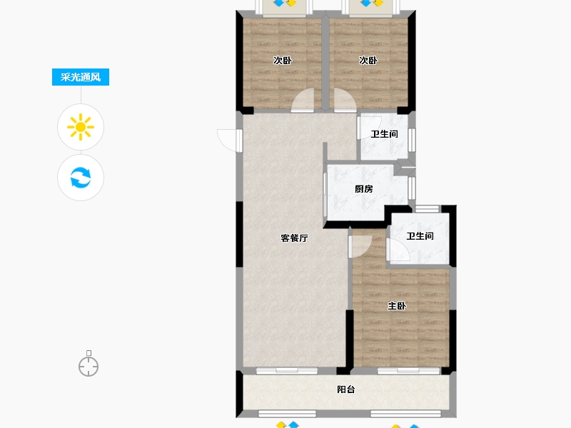 湖北省-武汉市-百瑞景滨江生活区-81.07-户型库-采光通风