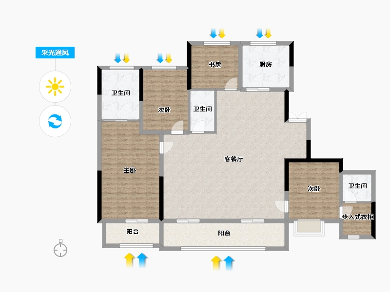 浙江省-宁波市-江皓府-185.00-户型库-采光通风