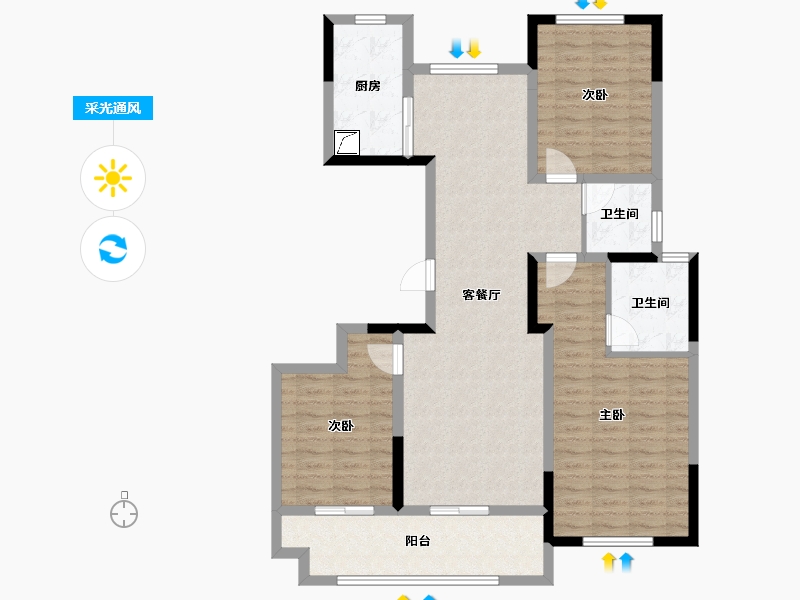 湖北省-武汉市-华发中城中央公园-104.00-户型库-采光通风