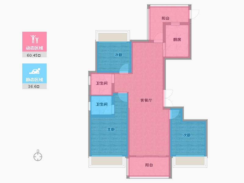 陕西省-西安市-万联锦绣翡翠湾-85.83-户型库-动静分区