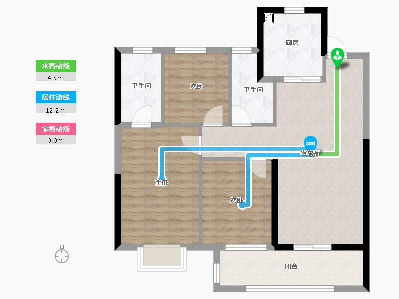 湖北省-武汉市-​万科华生柏叶新城-84.00-户型库-动静线