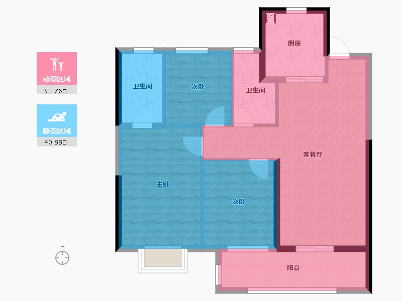 湖北省-武汉市-​万科华生柏叶新城-84.00-户型库-动静分区