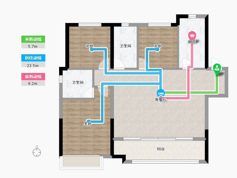 陕西省-西安市-绿地国港新里城-96.79-户型库-动静线