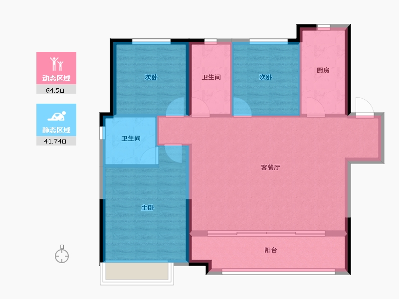 陕西省-西安市-绿地国港新里城-96.79-户型库-动静分区