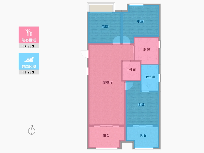 陕西省-西安市-大兴九臻-95.80-户型库-动静分区