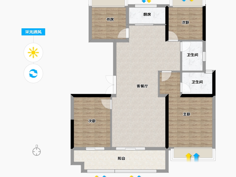 陕西省-西安市-万联锦绣翡翠湾-109.90-户型库-采光通风