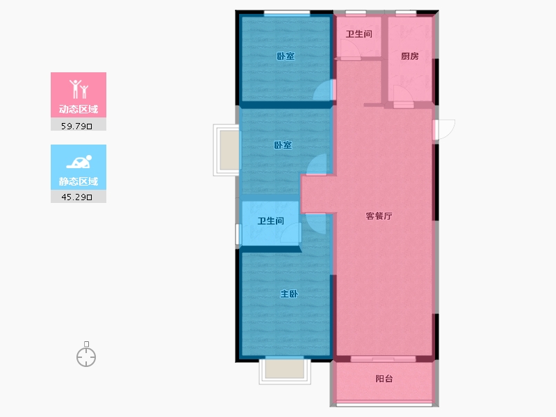 河南省-郑州市-宏江溢彩年华-93.71-户型库-动静分区