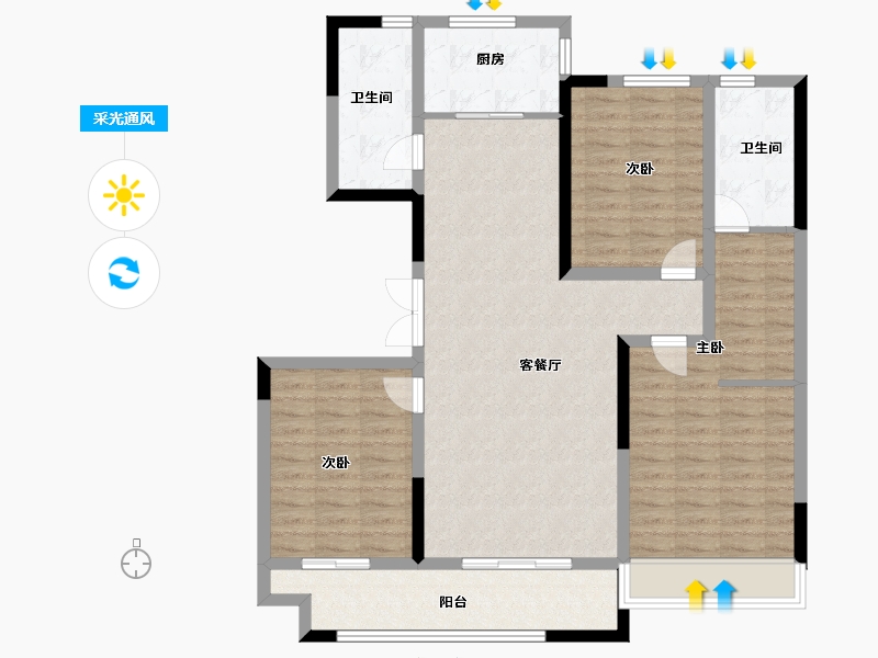 山东省-潍坊市-天同凤凰国际-110.64-户型库-采光通风