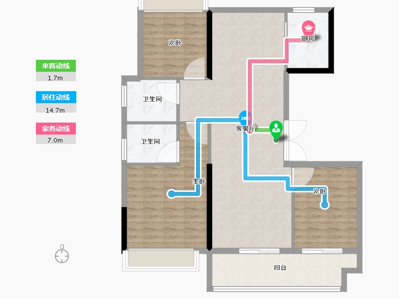 陕西省-西安市-万联锦绣翡翠湾-107.21-户型库-动静线