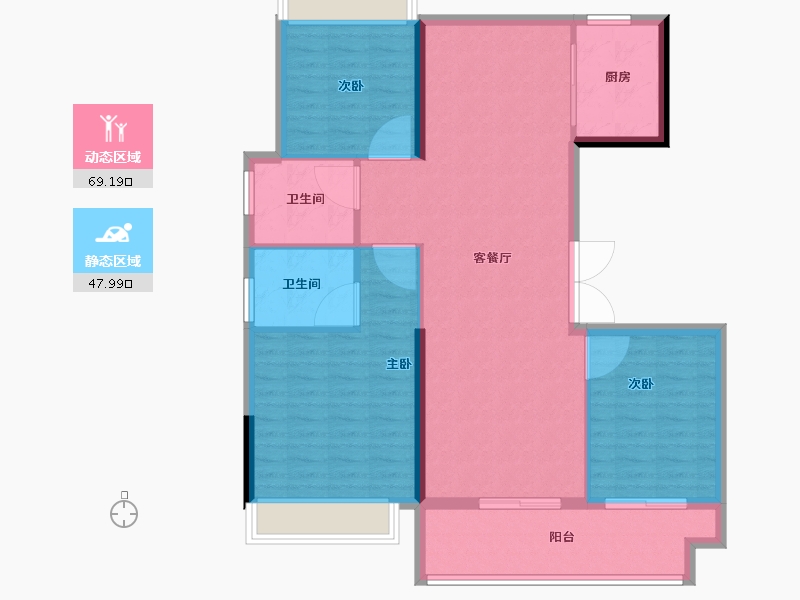 陕西省-西安市-万联锦绣翡翠湾-107.21-户型库-动静分区