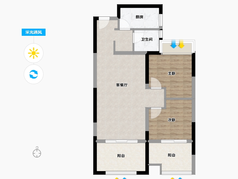 陕西省-西安市-大兴九臻-71.57-户型库-采光通风