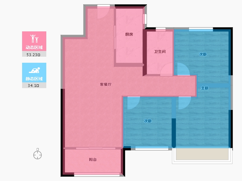 陕西省-西安市-绿地国港新里城-78.58-户型库-动静分区