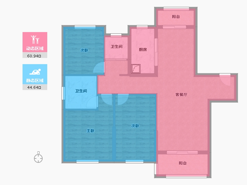 湖北省-武汉市-海林康桥官邸-94.50-户型库-动静分区