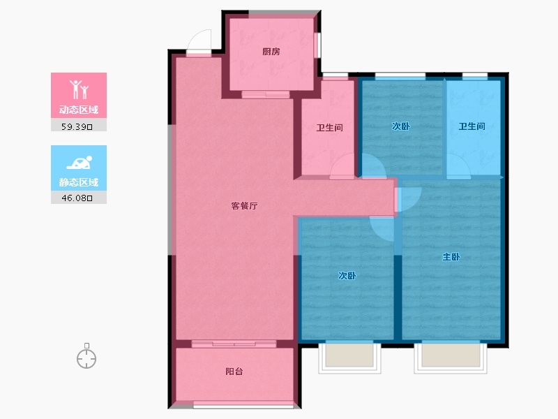 陕西省-西安市-领航悦宸-94.76-户型库-动静分区