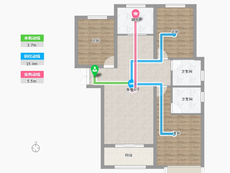 陕西省-西安市-西港碧水湾-88.51-户型库-动静线