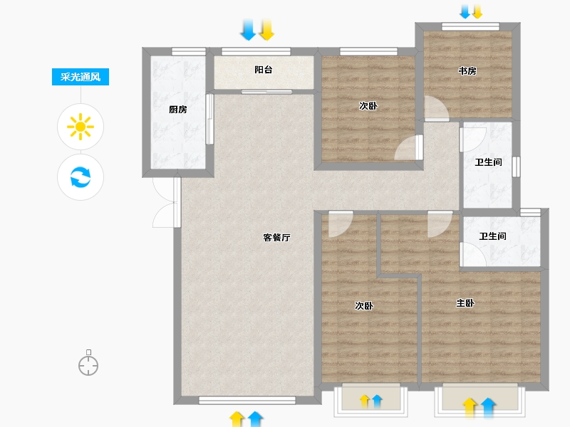 陕西省-西安市-老城根·蓝光雍锦世家-114.67-户型库-采光通风