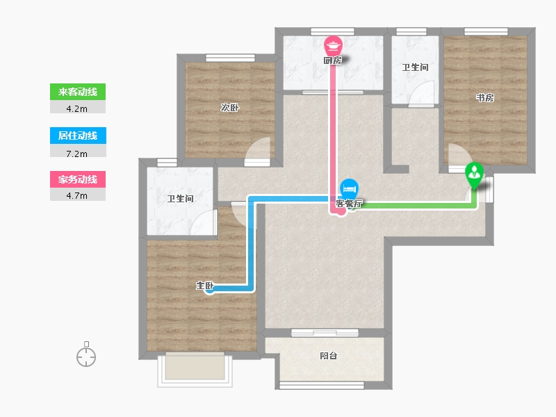 陕西省-西安市-清凉云晖-85.13-户型库-动静线