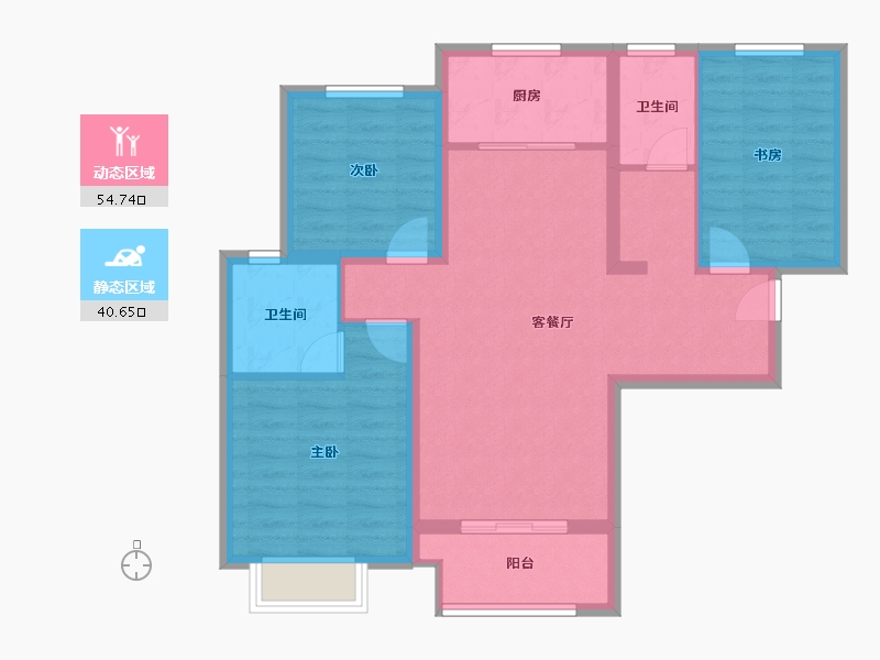 陕西省-西安市-清凉云晖-85.13-户型库-动静分区