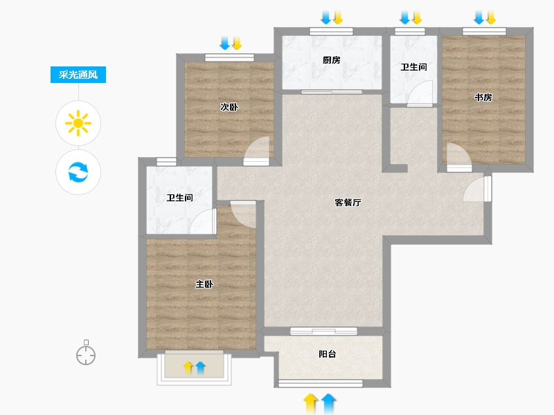 陕西省-西安市-清凉云晖-85.13-户型库-采光通风