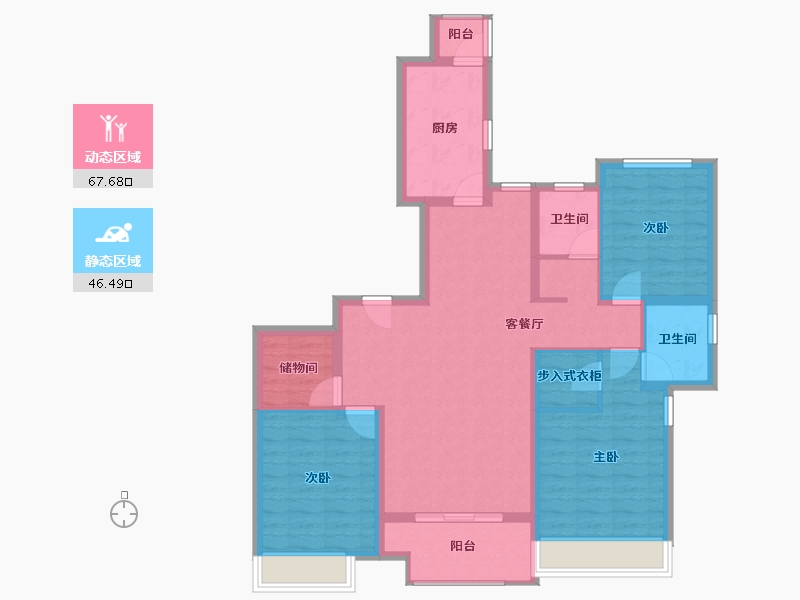 陕西省-西安市-西港碧水湾-101.78-户型库-动静分区