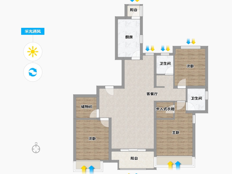 陕西省-西安市-西港碧水湾-101.78-户型库-采光通风