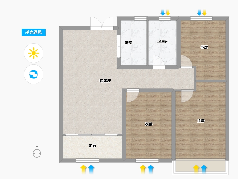 山东省-潍坊市-东方天韵韵和园-89.17-户型库-采光通风