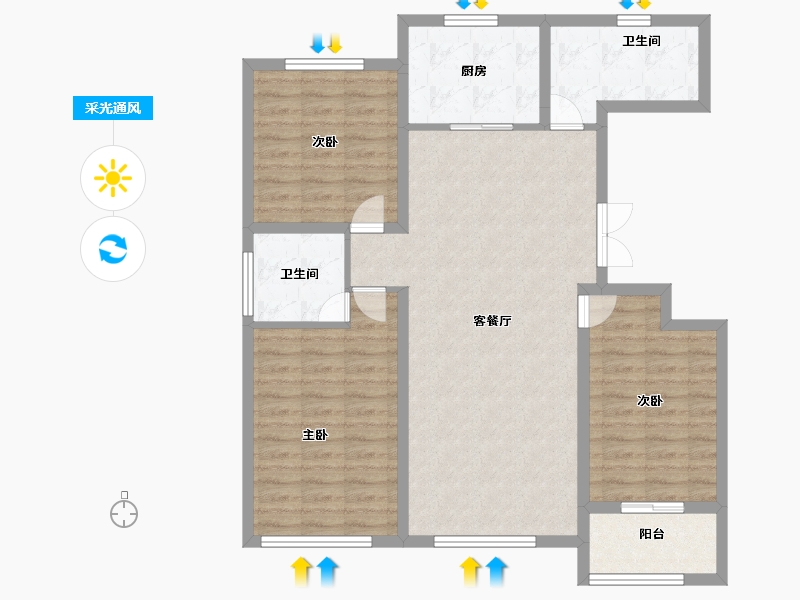 山东省-潍坊市-东方天韵韵和园-99.20-户型库-采光通风