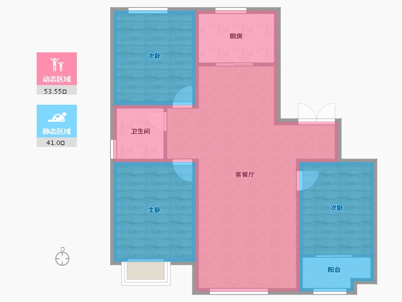 山东省-潍坊市-城投奥文公馆-84.93-户型库-动静分区