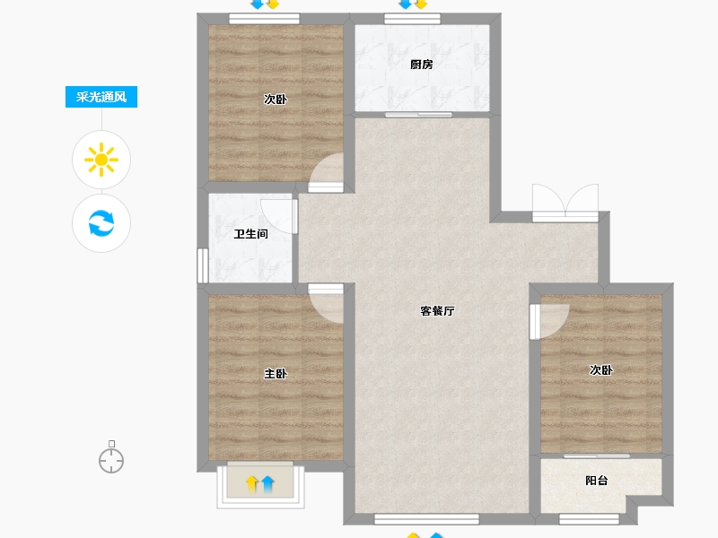 山东省-潍坊市-城投奥文公馆-84.93-户型库-采光通风