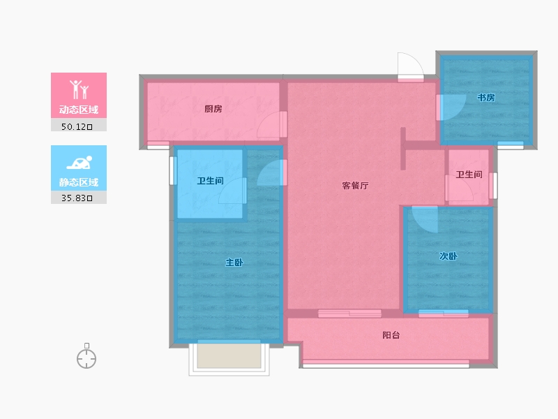 陕西省-西安市-清凉云晖-75.96-户型库-动静分区