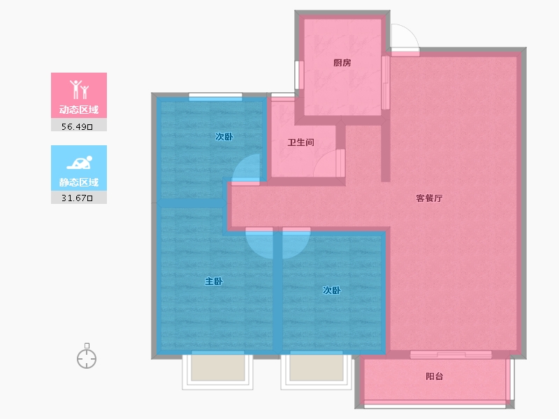 陕西省-西安市-盛唐融城-77.61-户型库-动静分区