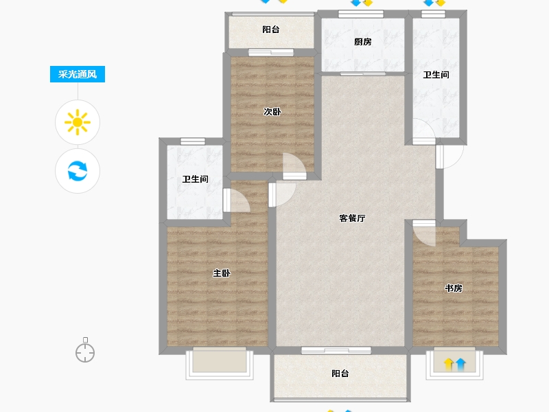 陕西省-西安市-天鹅湖-99.15-户型库-采光通风