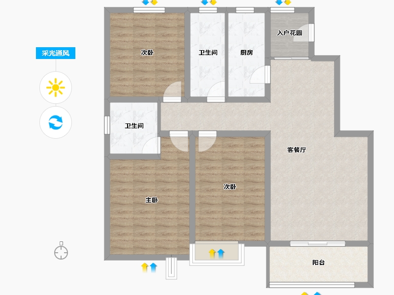 陕西省-西安市-天鹅湖-104.25-户型库-采光通风